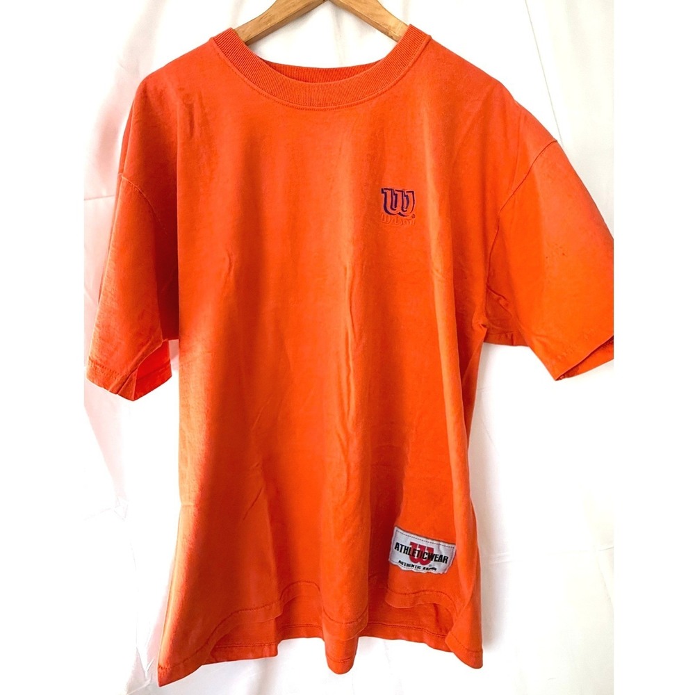 Vintage '96 Wilson Athletic wear Mens XL Orange Made in USA Embroidered‎ Logo